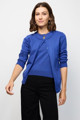 Top e casaco de malha - Azul-real