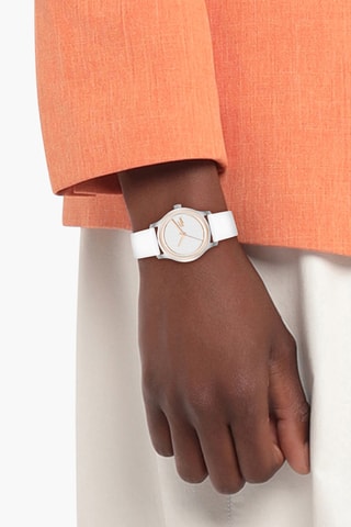 Montre à quartz en cuir - Blanc