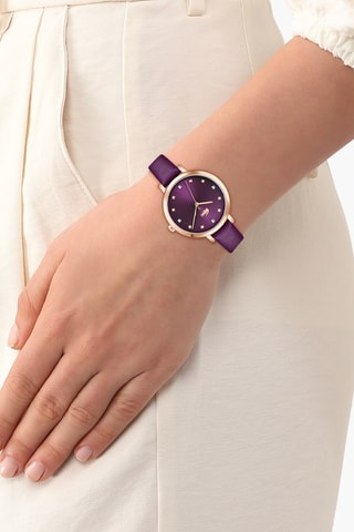 Montre à quartz en cuir - Violet