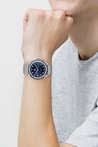 Montre à quartz en acier - Tachymètre - Argenté
