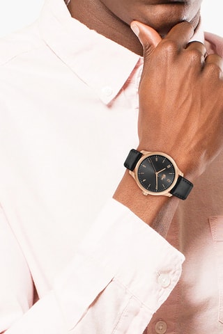 Montre à quartz en cuir - Noir