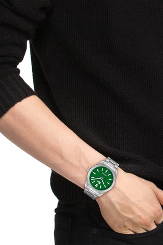 Montre à quartz en acier - Argenté et vert