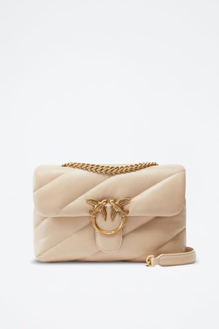 Mala de tiracolo de couro Classic Love - Bege