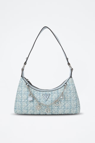 Mala de ombro em tweed Everlee - Azul-celeste