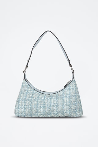 Mala de ombro em tweed Everlee - Azul-celeste