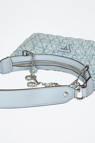 Mala de ombro em tweed Everlee - Azul-celeste