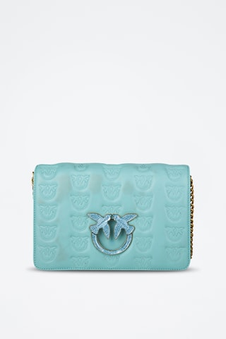Mala a tiracolo em couro de carneiro Love Berry H3 - Turquesa