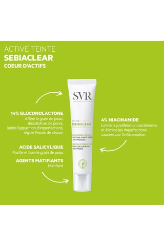 Intensieve Verzorging Tegen Puistjes Mee-eters en Vlekjes Active Tint Sebiaclear - 40 ml