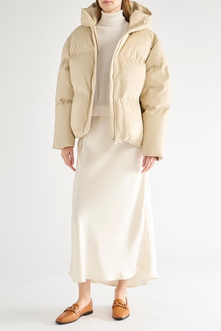 Gewatteerde Jas met Capuchon - Beige