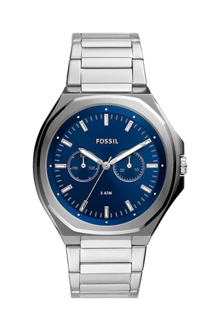 Stalen Quartz Horloge Zilverkleurig en Marineblauw