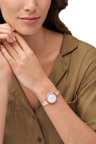 Stalen Quartz Horloge - Roségoudkleurig en Wit