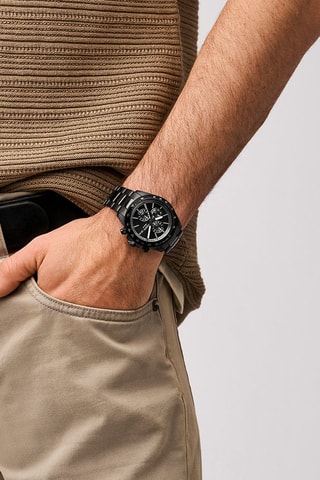 Stalen Quartz Horloge Autocross - Tachymeter - Zwart en Lichtgrjis