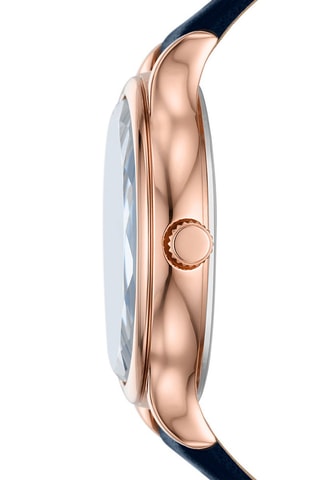 Leren Quartz Horloge Laney - Marineblauw en Roségoudkleurig