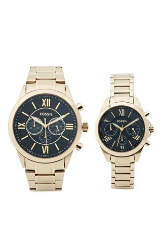 Set 2 Stalen Quartz Horloges Flynn Set Fossil - Chronograaf - Goudkleurig en Zwart