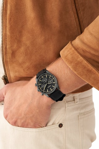 Stalen Quartz Horloge - Tachymeter Zwart