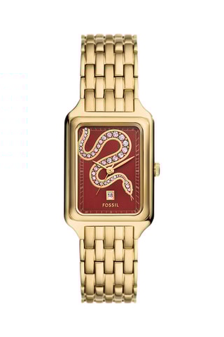 Stalen Quartz Horloge - Goudkleurig en Bordeauxrood