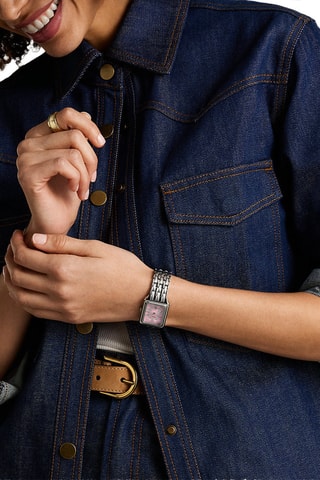 Stalen Quartz Horloge - Zilverkleurig en Roze