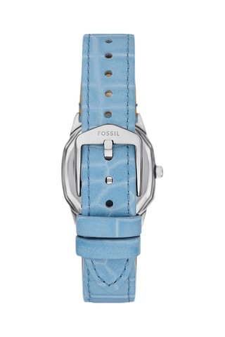 Leren Quartz Horloge - Lichtblauw en Zilverkleurig