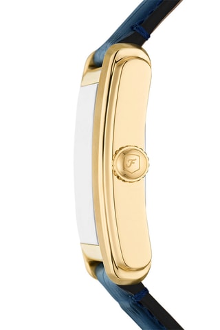 Leren Quartz Horloge - Donkerblauw en Goudkleurig