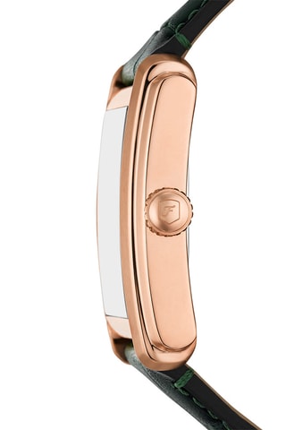 Leren Quartz Horloge - Donkergroen en Roségoudkleurig