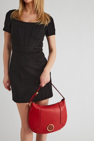 Sac porté épaule en cuir Roxane M - Rouge
