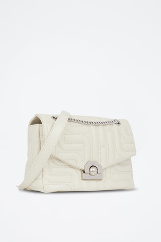 Sac bandoulière en cuir Midi-Minuit M - Blanc