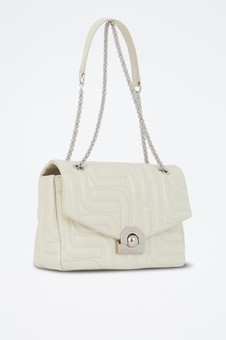 Sac bandoulière en cuir Midi-Minuit M - Blanc