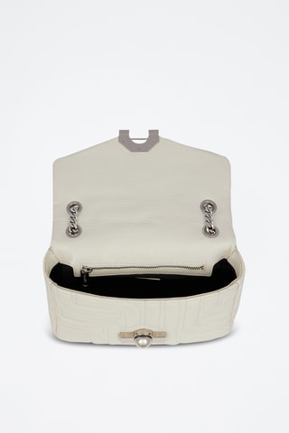 Sac bandoulière en cuir Midi-Minuit M - Blanc