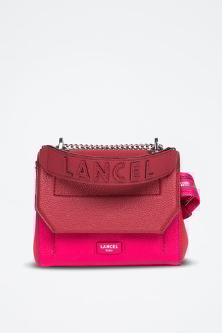 Sac bandoulière en cuir Ninon S - Rouge et fuchsia