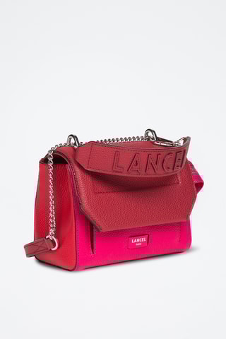 Sac bandoulière en cuir Ninon S - Rouge et fuchsia