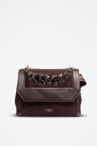 Sac bandoulière en cuir Ninon M - Marron foncé