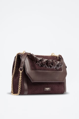 Sac bandoulière en cuir Ninon M - Marron foncé