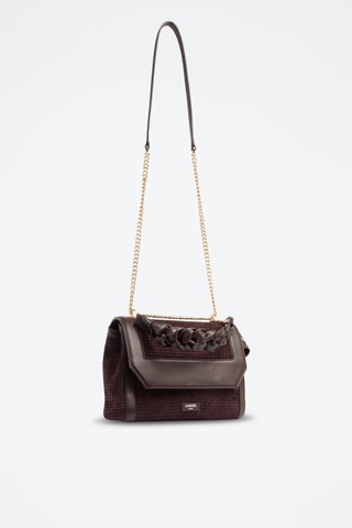 Sac bandoulière en cuir Ninon M - Marron foncé