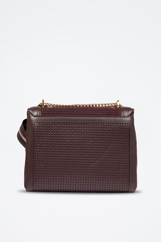 Sac bandoulière en cuir Ninon M - Marron foncé