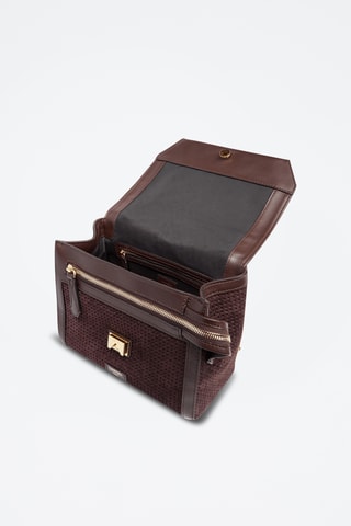 Sac bandoulière en cuir Ninon M - Marron foncé