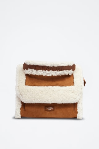 Sac bandoulière en nubuck Ninon M - Marron clair