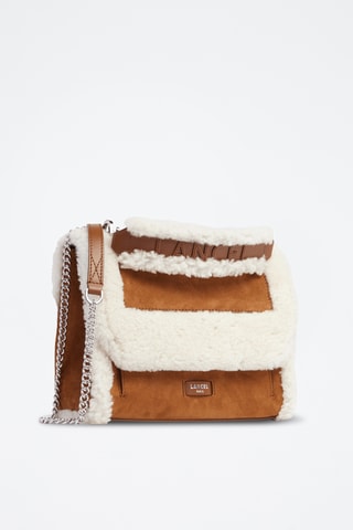 Sac bandoulière en nubuck Ninon M - Marron clair