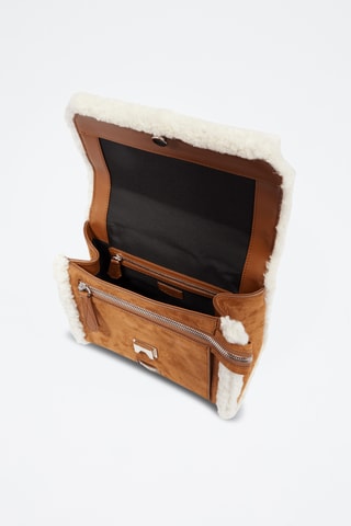 Sac bandoulière en nubuck Ninon M - Marron clair