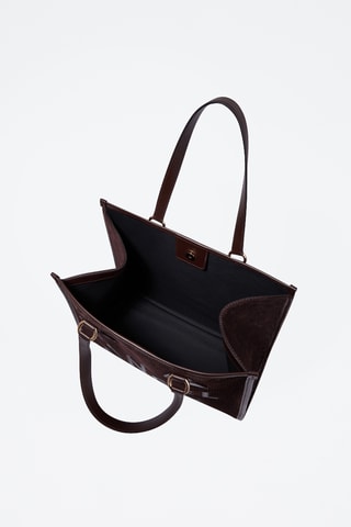 Cabas en cuir Tote L - Marron foncé