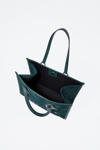 Cabas en cuir Tote L - Vert foncé