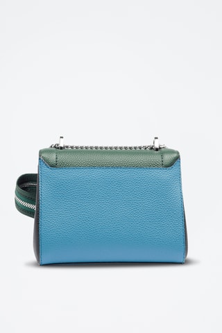 Sac bandoulière en cuir Ninon S - Turquoise et vert foncé