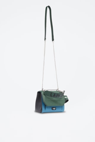 Sac bandoulière en cuir Ninon S - Turquoise et vert foncé