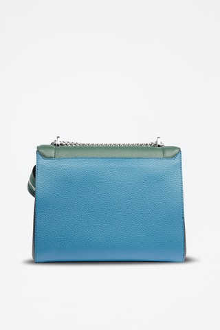 Sac bandoulière en cuir Ninon M - Turquoise et vert foncé