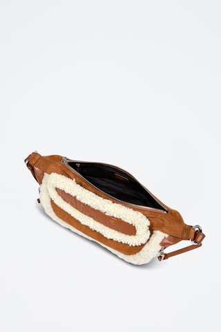 Sac bandoulière en cuir de mouton Origami S - Marron