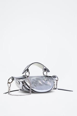 Sac bandoulière en cuir Origami Mini - Argenté