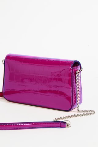 Sac bandoulière en cuir verni Lettrines Mini - Fuchsia