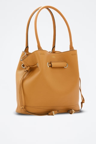 Sac seau en cuir Le Huit M - Camel