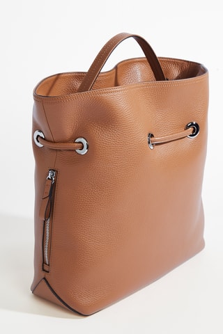 Sac seau en cuir Sacha M - Camel