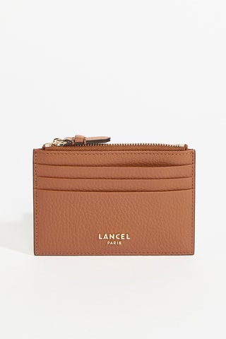 Porte-cartes en cuir Lettrines L - Camel