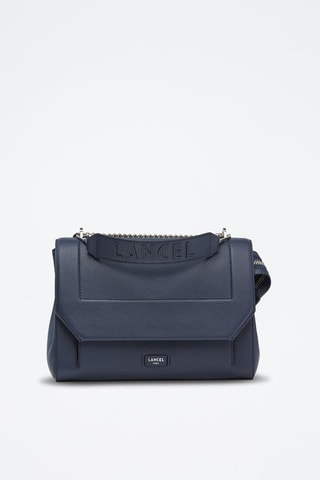 Sac bandoulière en cuir Ninon L - Bleu pétrole